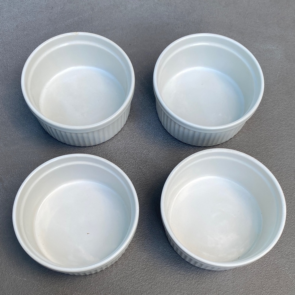 White Ceramic Ramekin Set - Durable Individual Baking Dishes